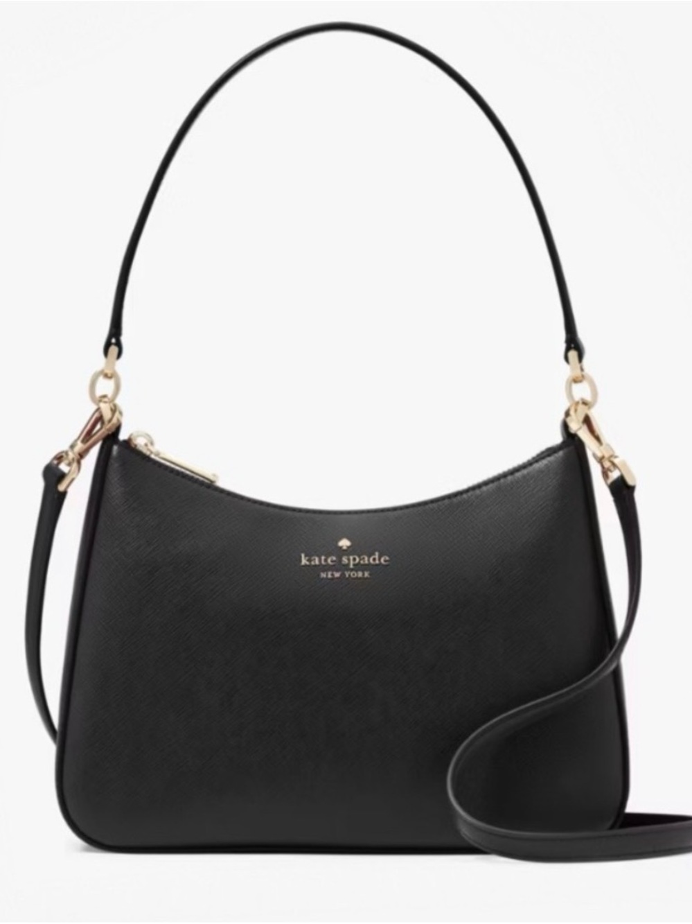 kate spade Margot  Black Leather Crossbody & Shoulder Bag with Gold Hardware